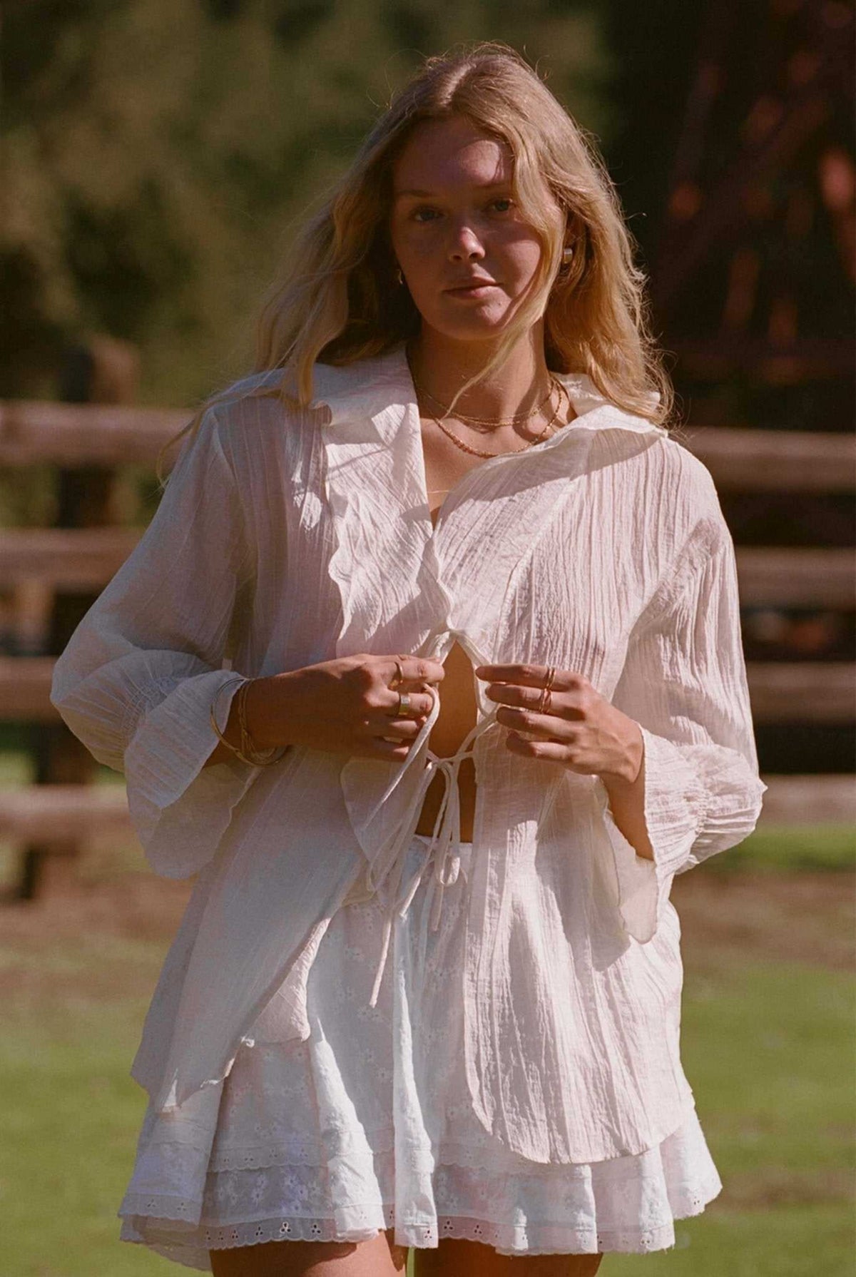 MERRITT CHARLES Lily Ruffle Top - Crème or Ivory