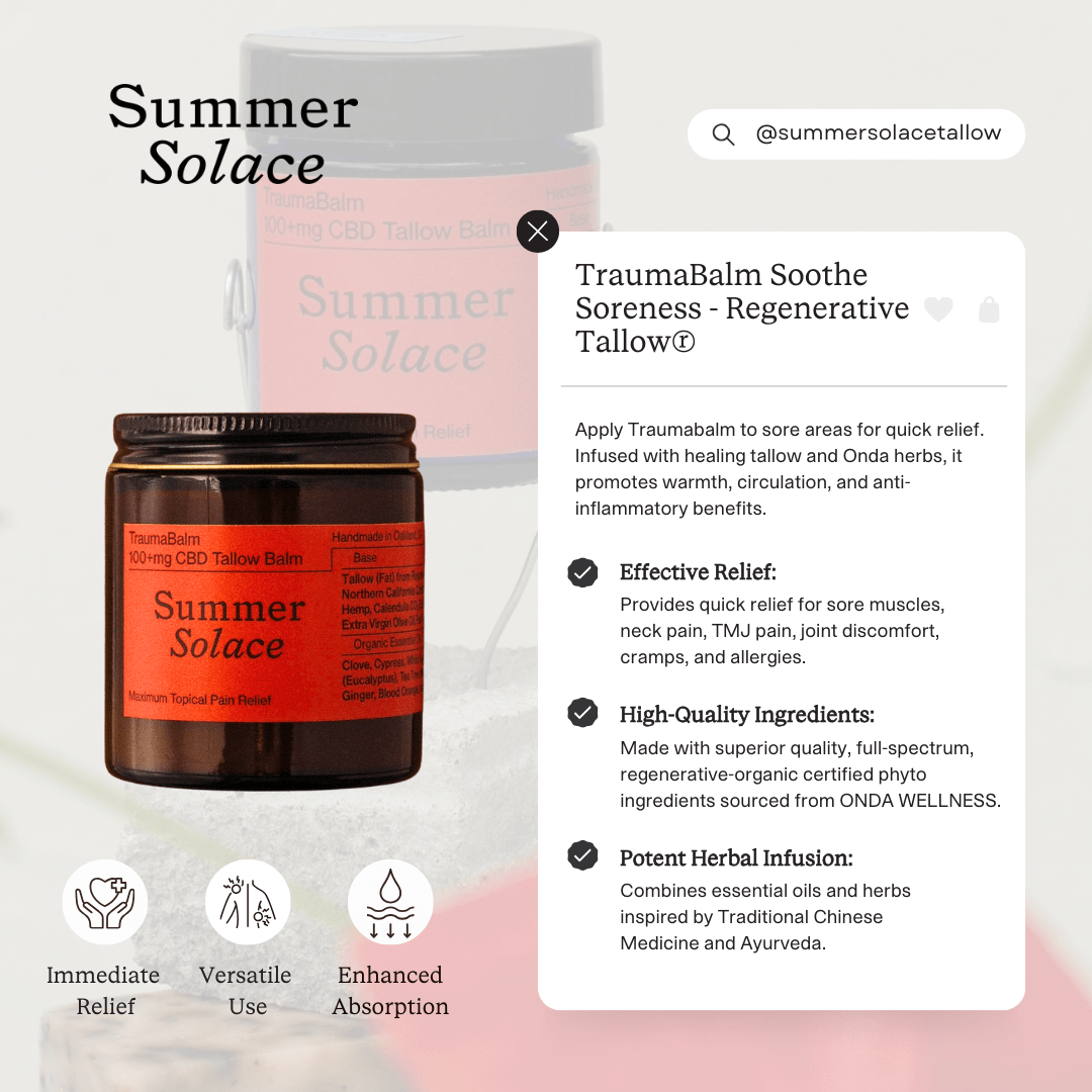 Summer Solace Tallow Tallow Balm TraumaBalm Set – Warming Muscle Rub | Capsicum & Thai Ginger