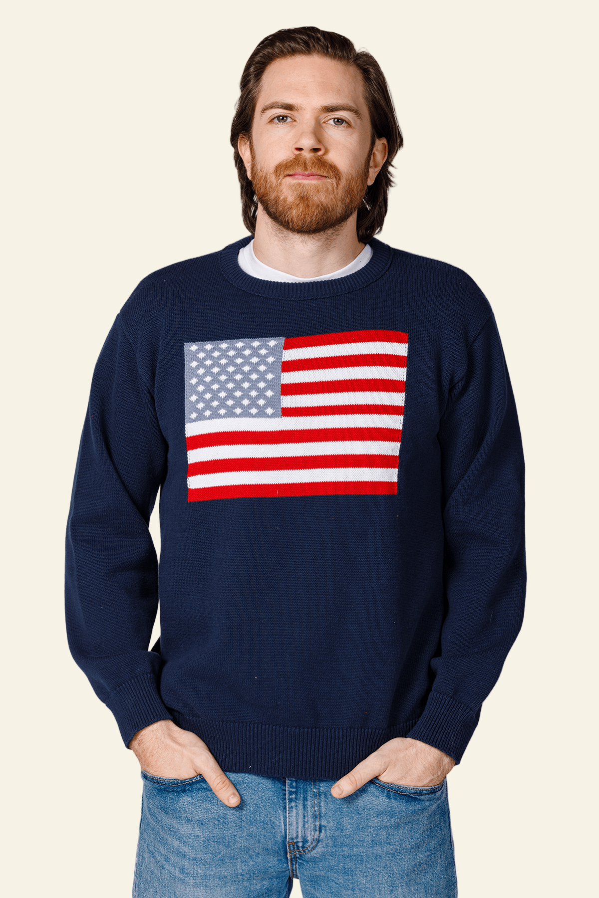 Unisex American Flag Knit Crew