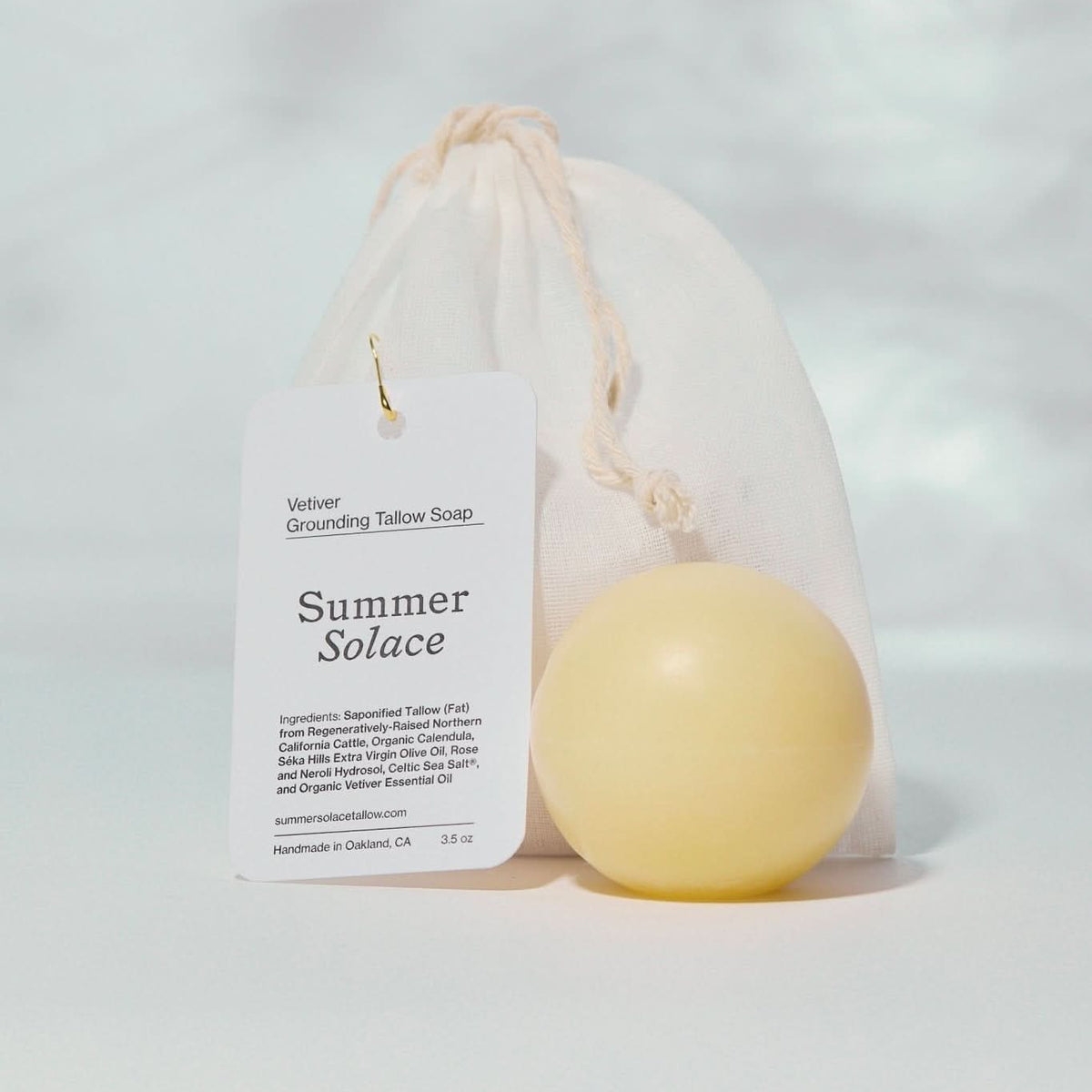 Summer Solace Tallow Tallow Soap Vetiver Sphere Soap – Grounding & Earthy Aromatic Cleanser