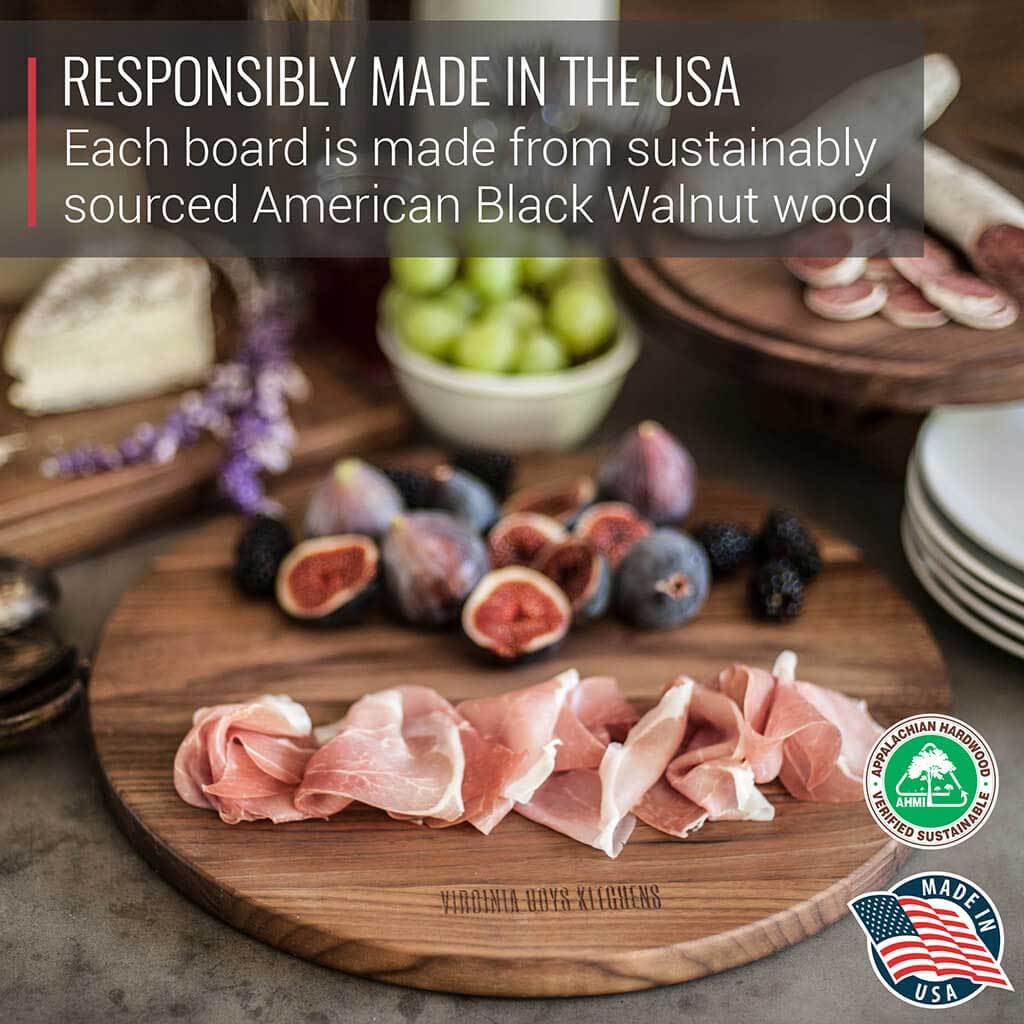 Large Round Walnut Wood Charcuterie Board