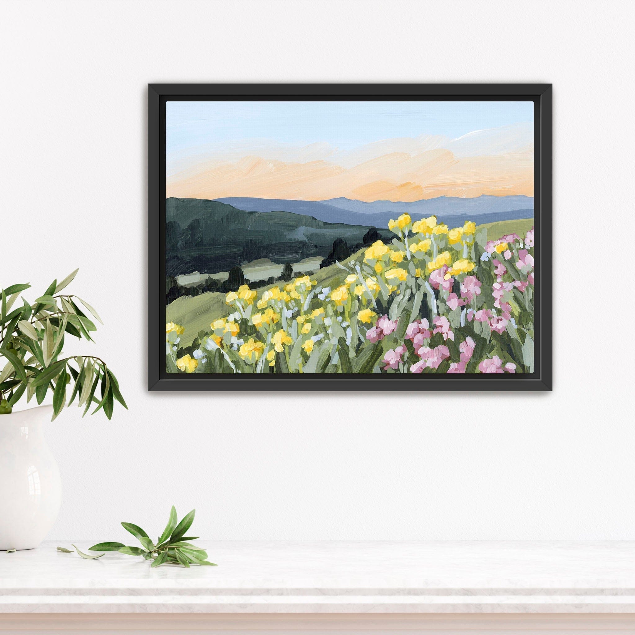 Katie Garrison Art Print Stretched Canvas / 8x10 in / Black Frame "Wasatch Wildflowers" Art Print