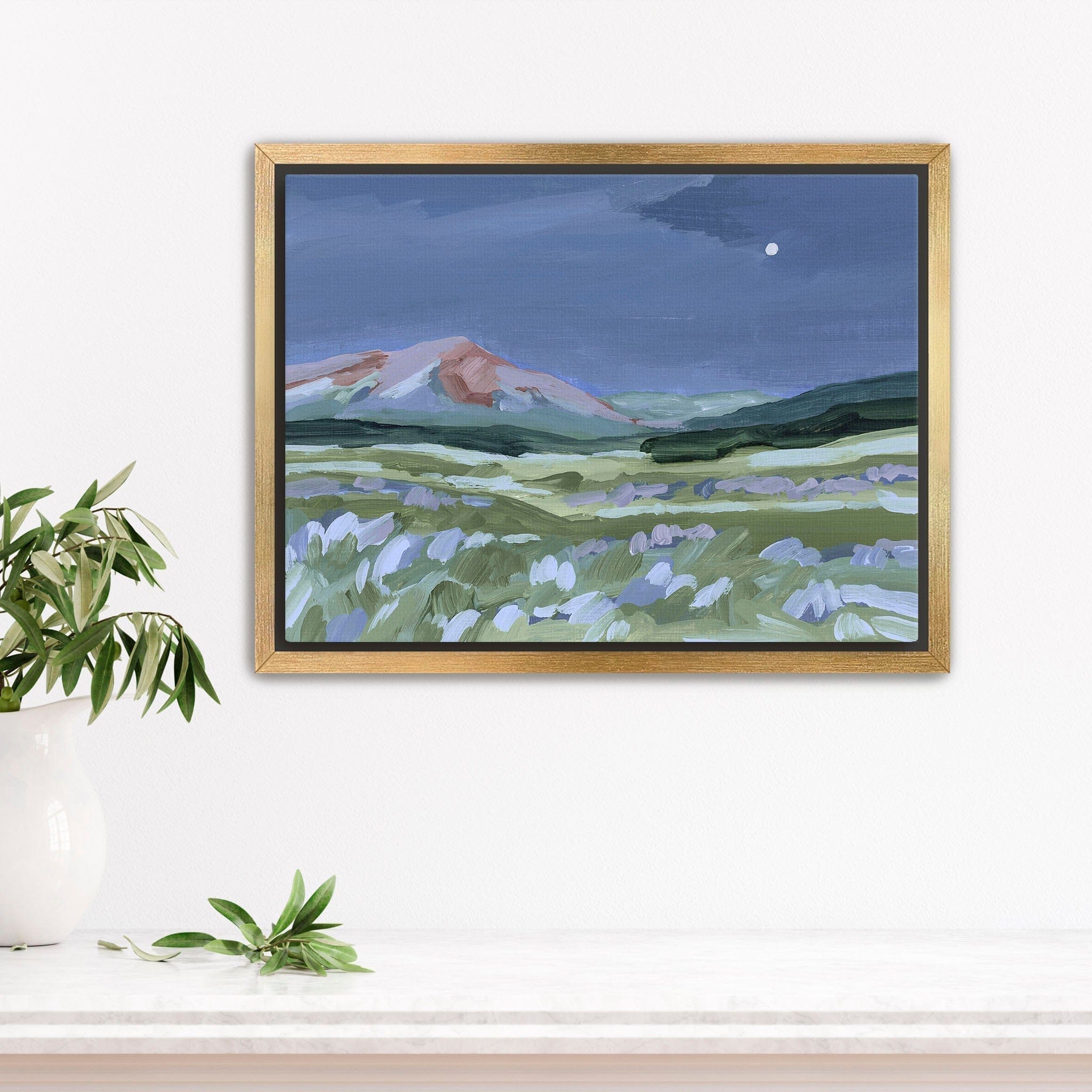 Katie Garrison Art Print Stretched Canvas / 8x10 in / Gold Frame "When the Moon Shines II" Art Print