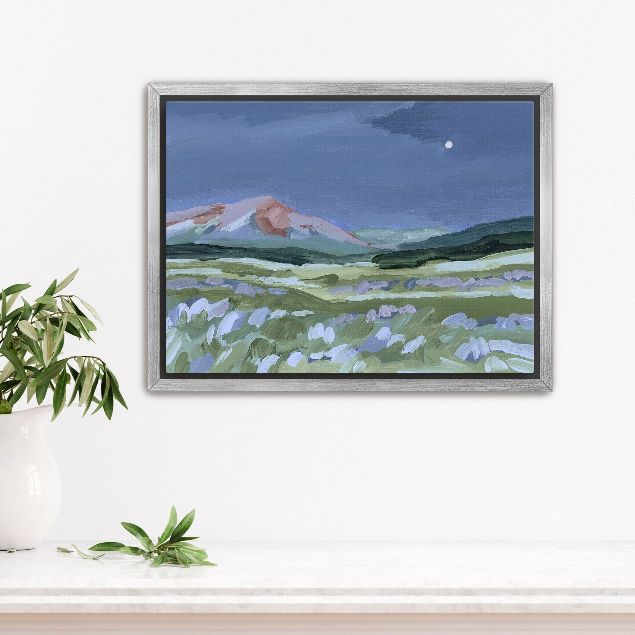 Katie Garrison Art Print Stretched Canvas / 8x10 in / Silver Frame "When the Moon Shines II" Art Print