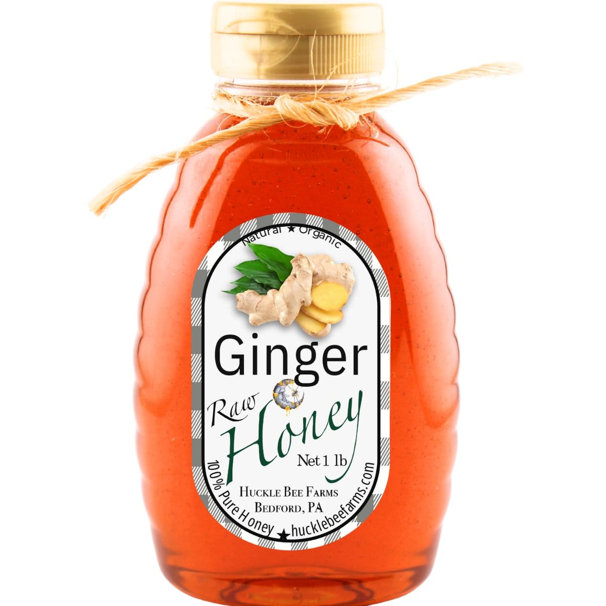 Huckle Bee Farms LLC Honey 1/2 Bottle - $10 Ginger Honey: Health-Boosting Flavor from Huckle Bee Farms