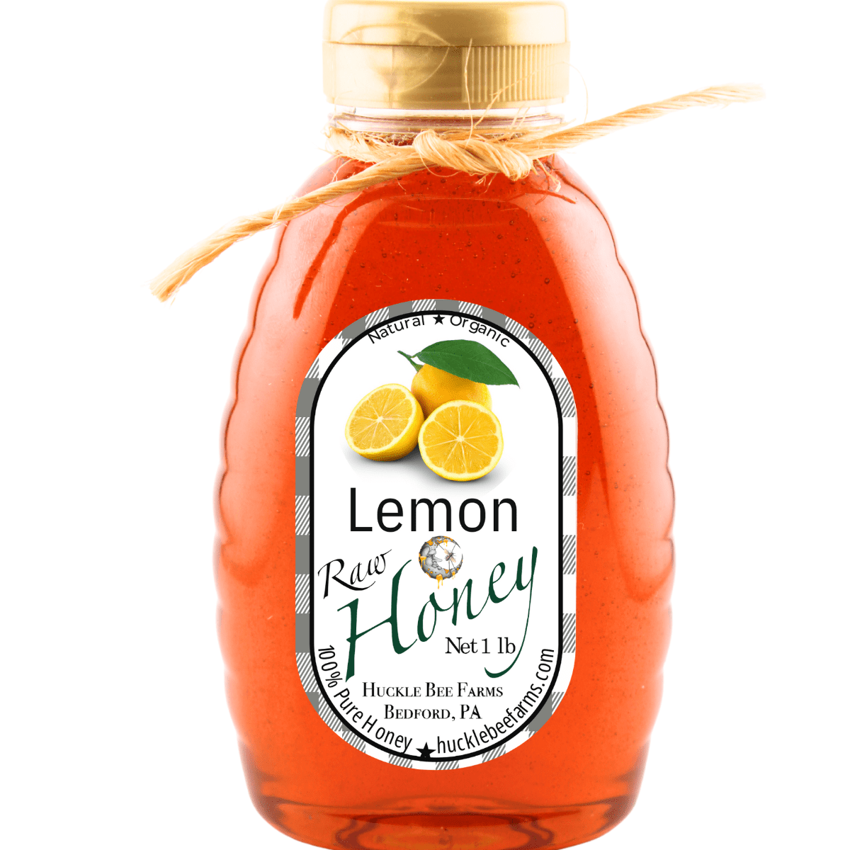 Huckle Bee Farms LLC Honey 1/2 Lb Bottle - $10 Lemon Infused Honey: Sweetness and Citrus for Healthy Living