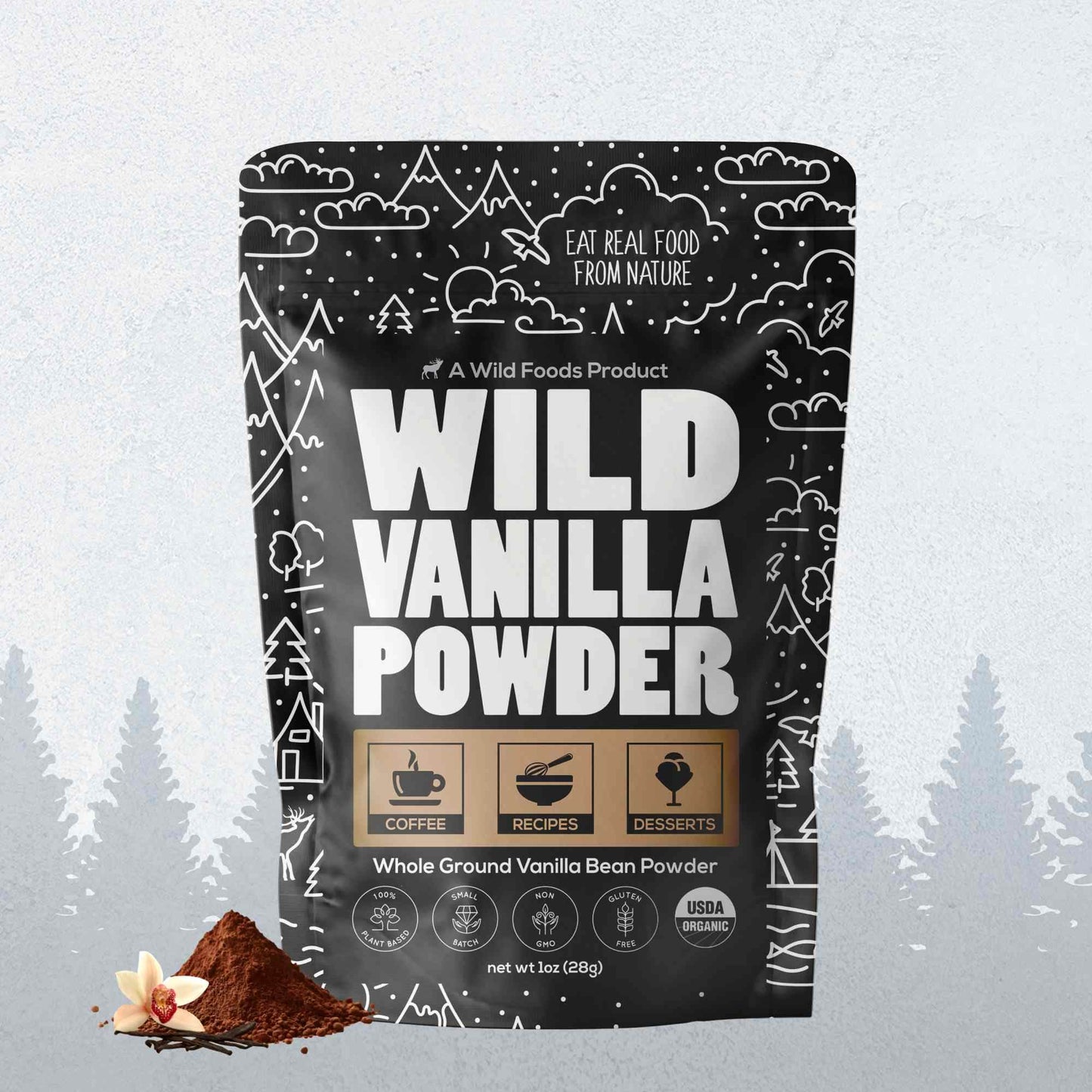Vanilla Powder - 28 servings - Organic Ground Whole Vanilla Beans - My American Goods