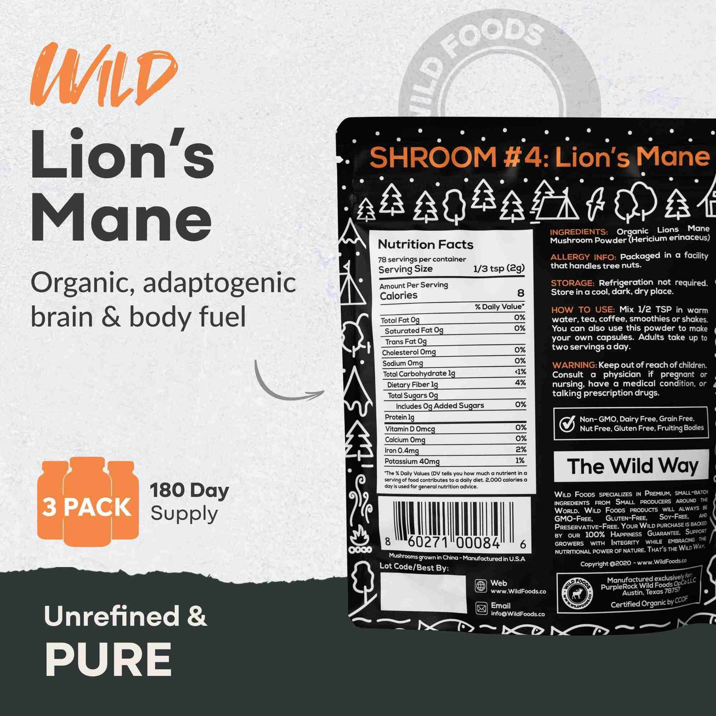 Lion's Mane Mushroom Extract, 78 Servings - Natural Support for Well-being - My American Goods