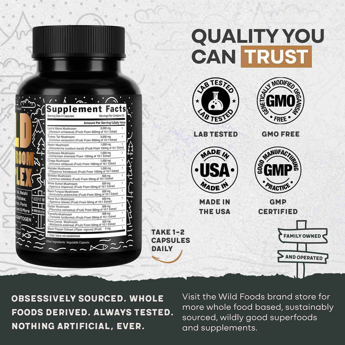 13 Mushroom Complex, 30 servings - Immunity and Longevity Support - My American Goods