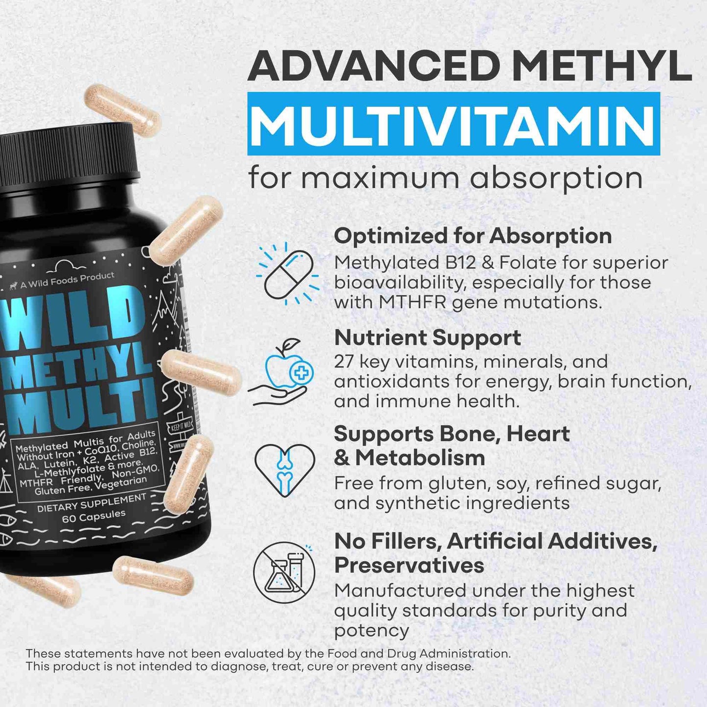 Wild Foods Methyl Multi: High-Quality Methylated Multivitamin - My American Goods