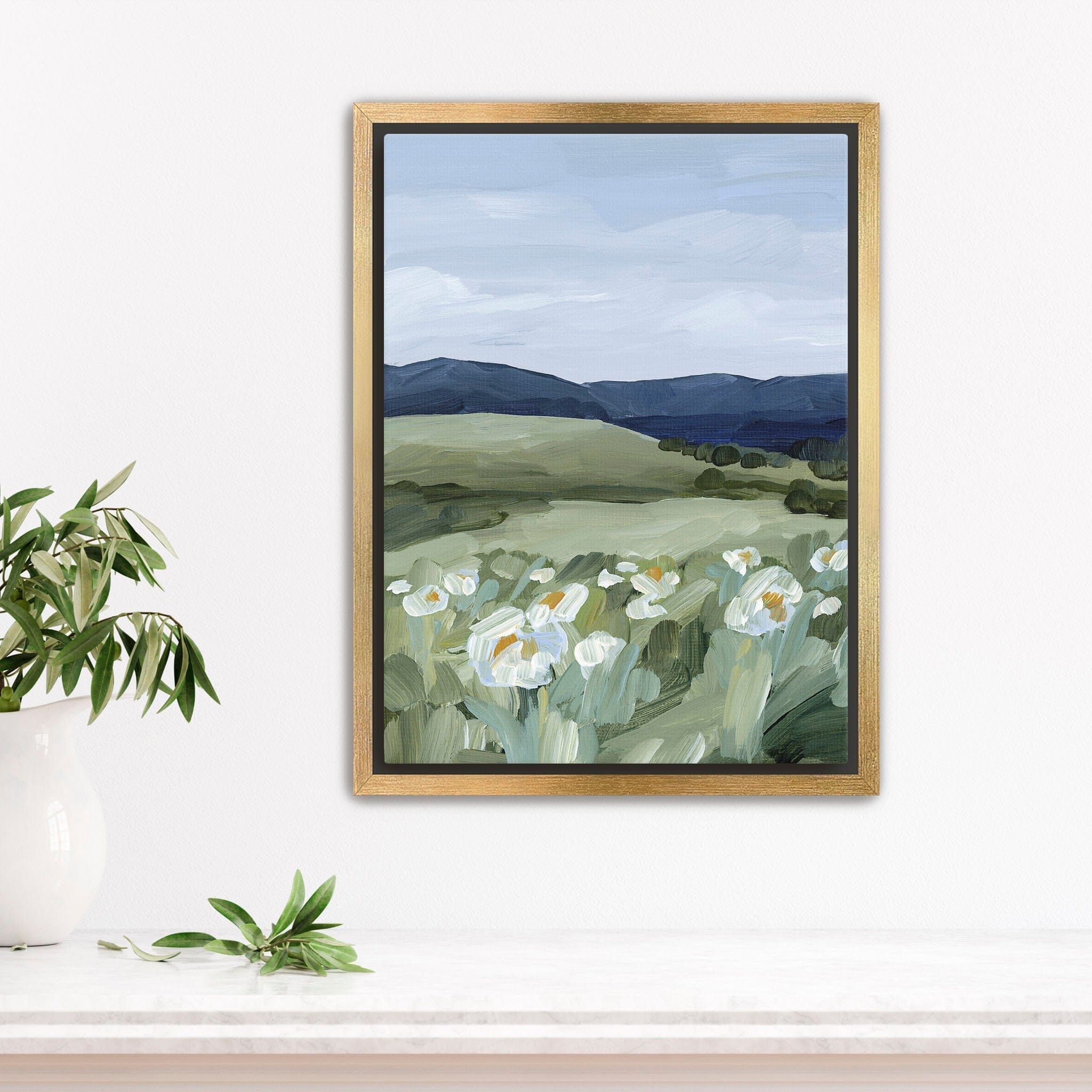 Katie Garrison Art Print Stretched Canvas / 8x10 in / Gold Frame "Wild Poppies" Art Print