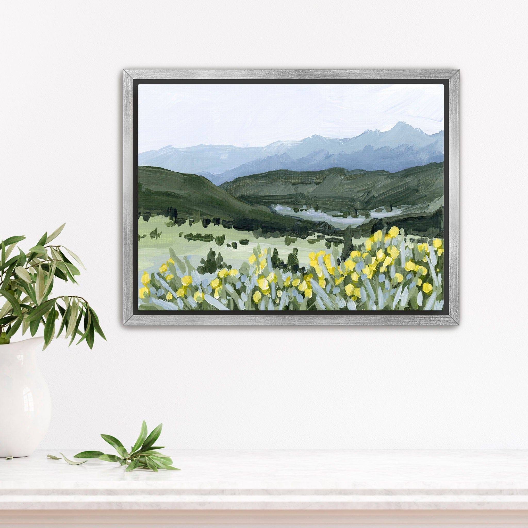Katie Garrison Art Print Stretched Canvas / 8x10 in / Silver Frame "Wildflower Hike" Art Print