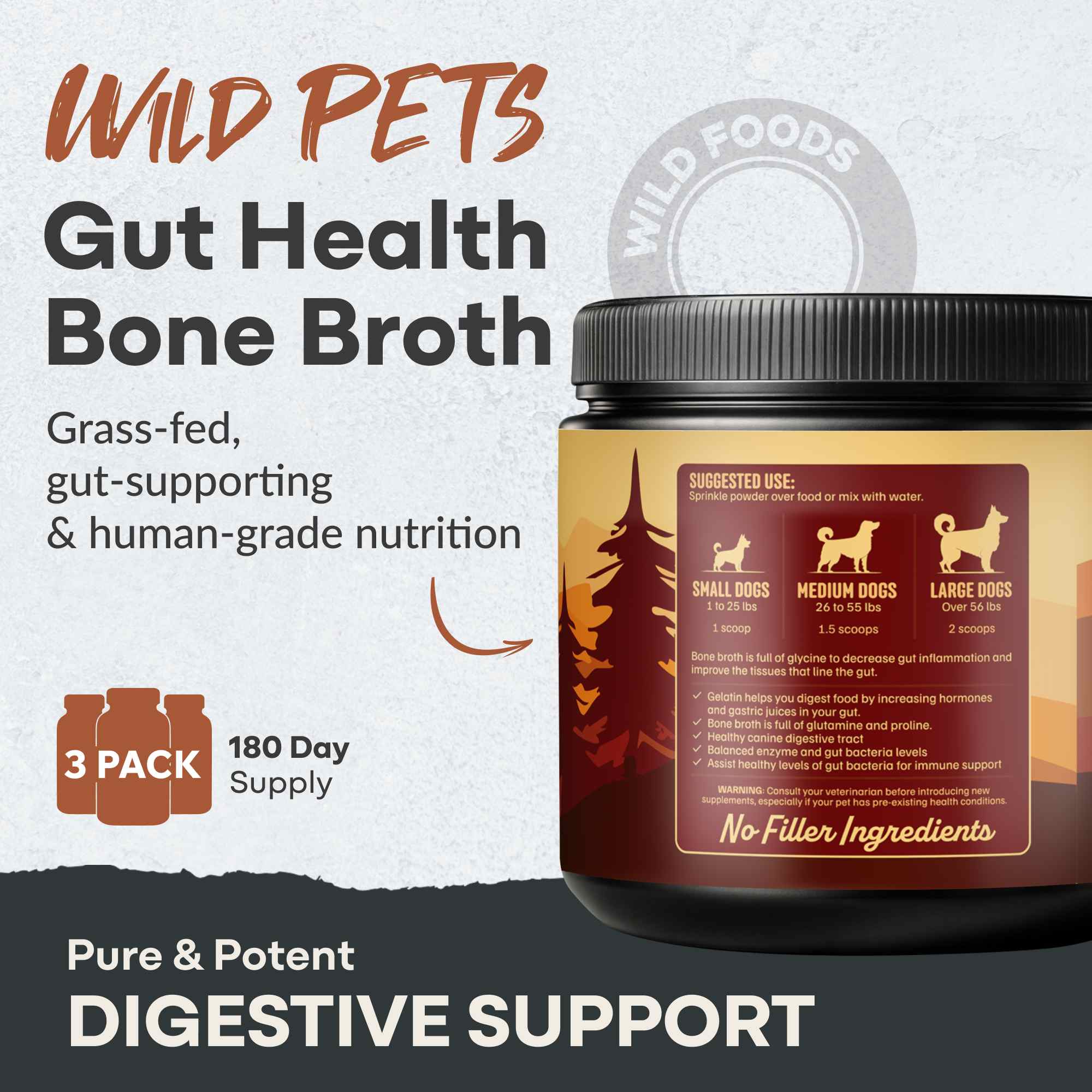 For Dogs | Bone Broth Powder - Canine Gut & Immune Support - My American Goods