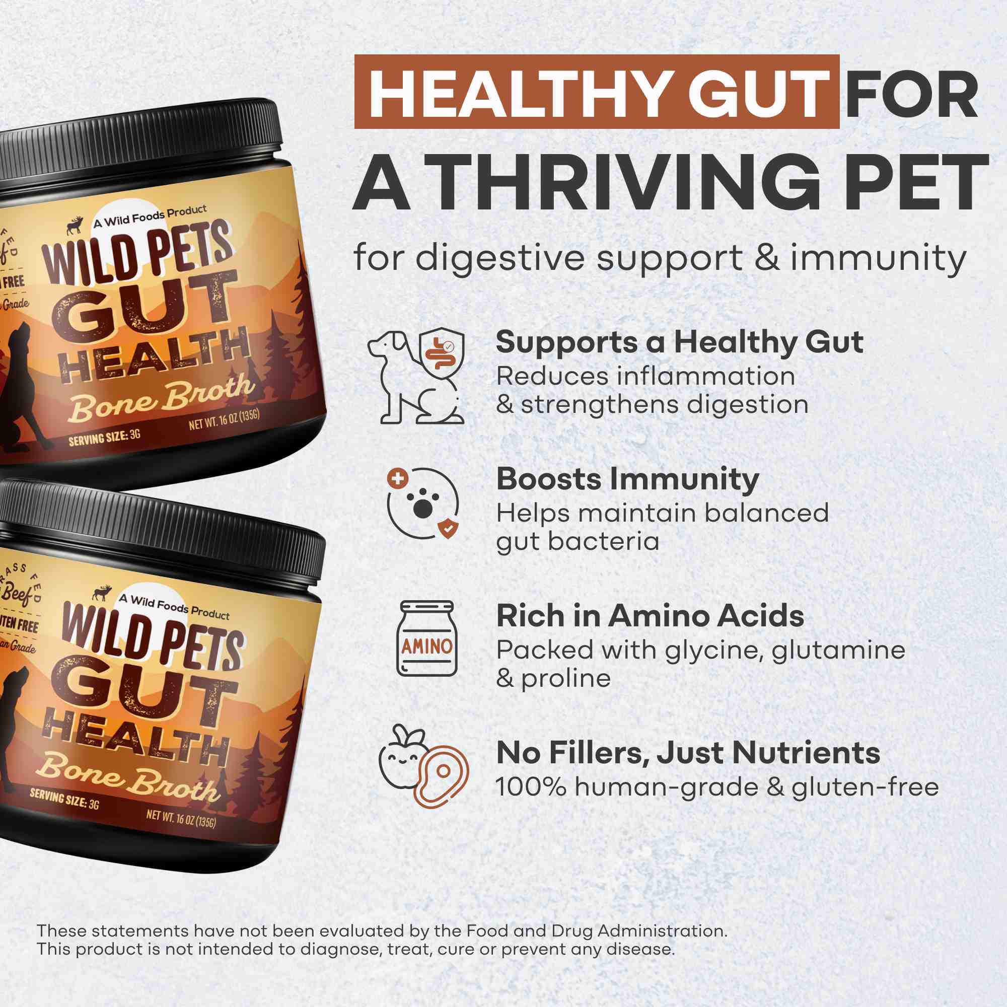 For Dogs | Bone Broth Powder - Canine Gut & Immune Support - My American Goods