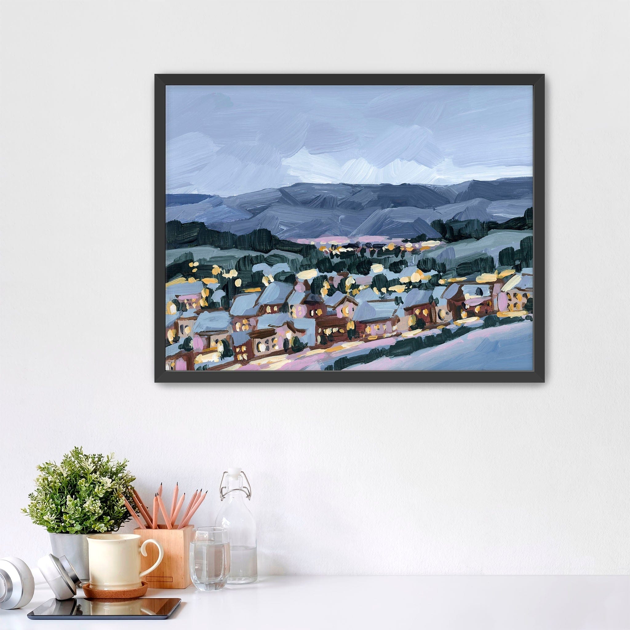 Katie Garrison Art Print Paper Print / 5x7 in / Black Frame "Winter Village" Art Print