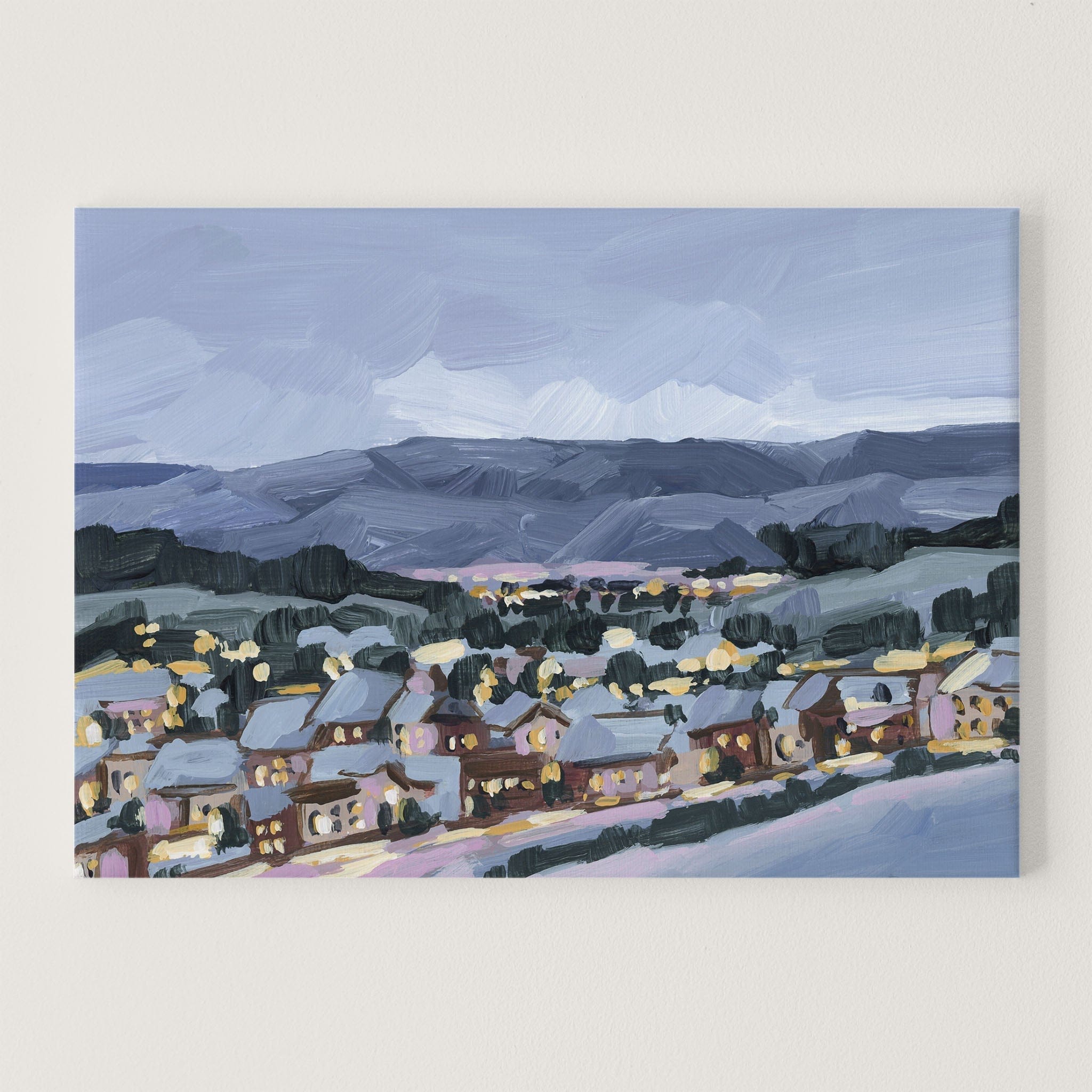Katie Garrison Art Print Stretched Canvas / 8x10 in / No Frame "Winter Village" Art Print