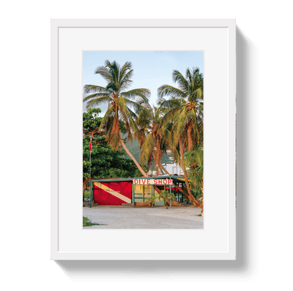Johnny Vacay White / 11x14 / Border Dive Shop