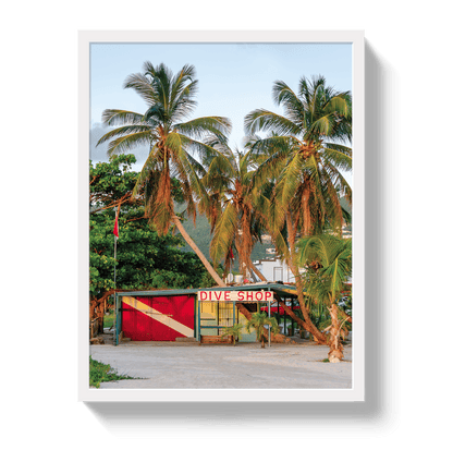 Johnny Vacay White / 11x14 / Full Bleed Dive Shop