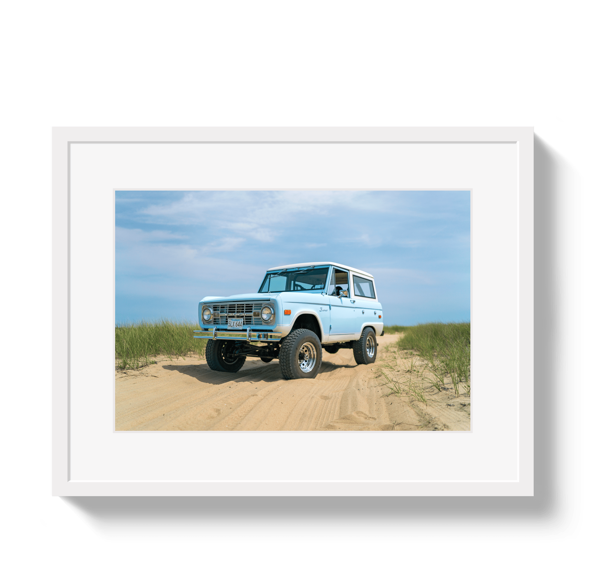 Johnny Vacay White / 11x14 / Matte Baby Blue