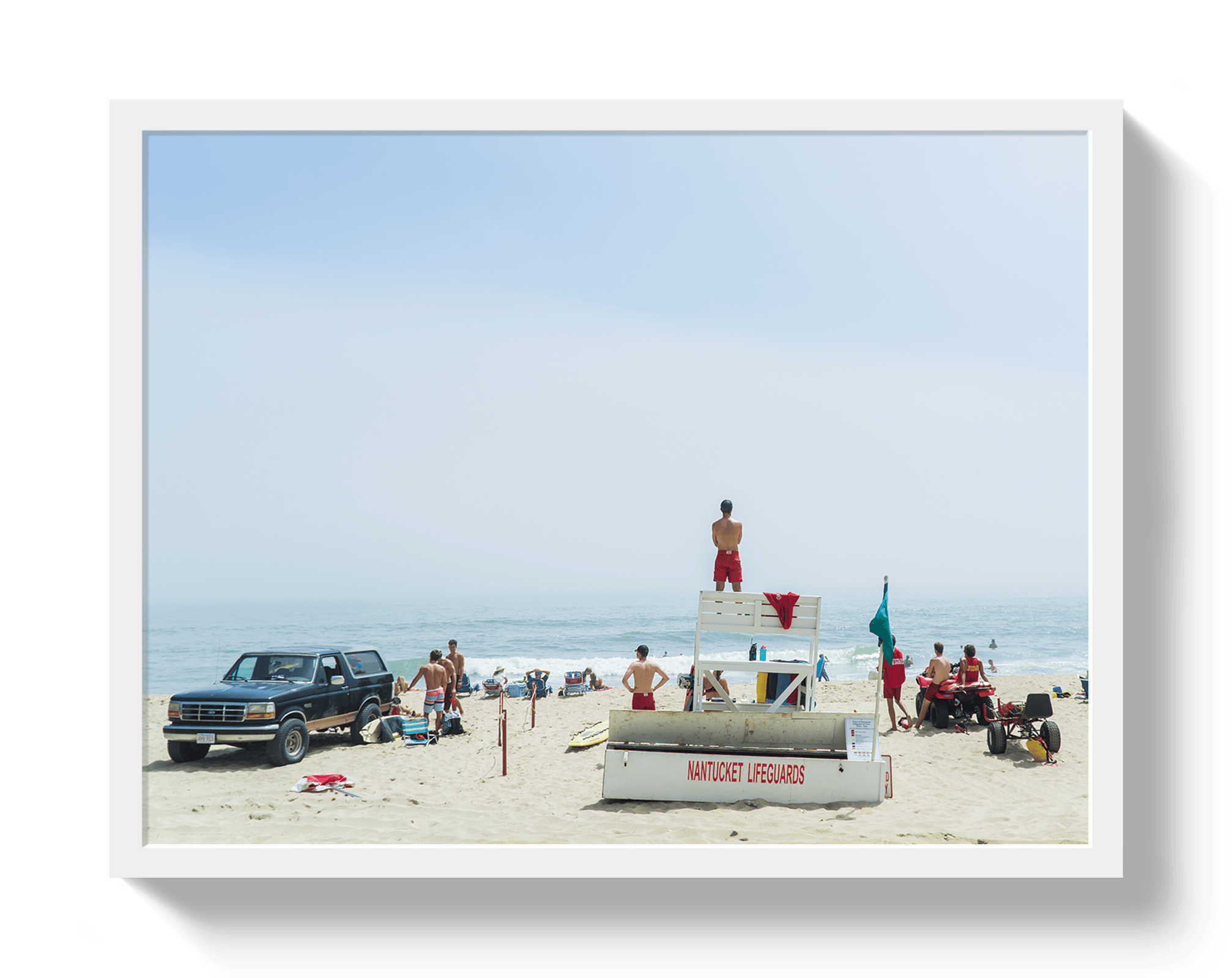 Johnny Vacay White / 11x14 / Full Bleed Nantucket Lifegaurds