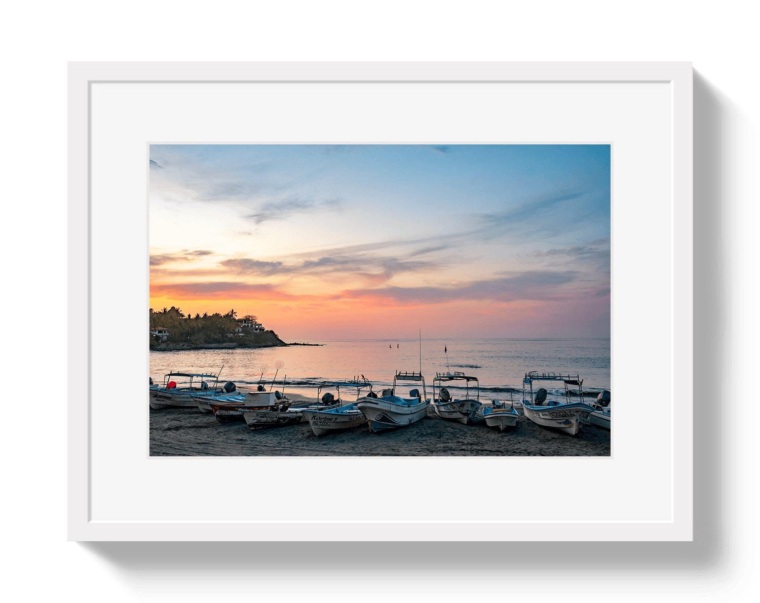 Johnny Vacay White / 11x14 / Matte Fishing Village
