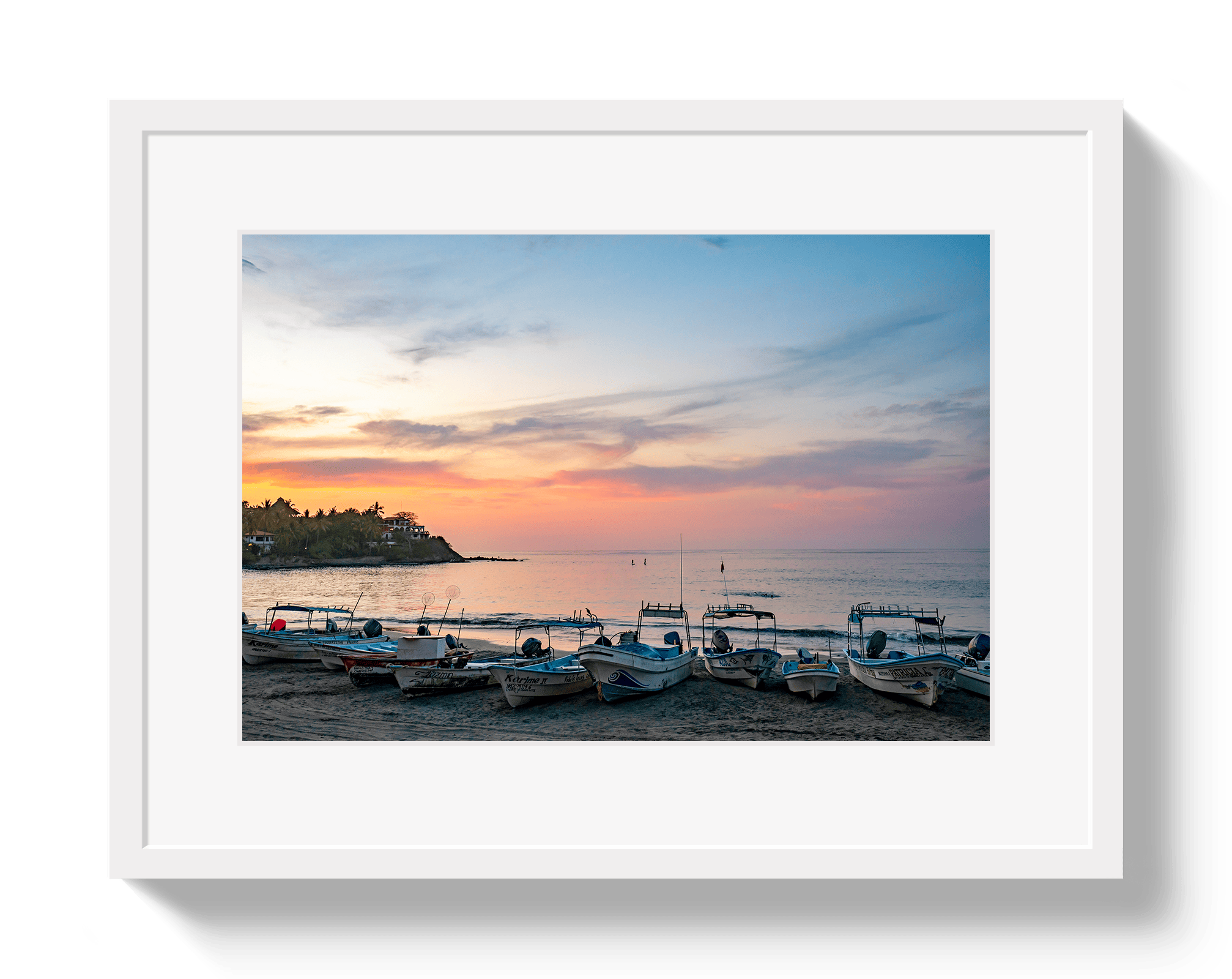 Johnny Vacay White / 11x14 / Matte Fishing Village