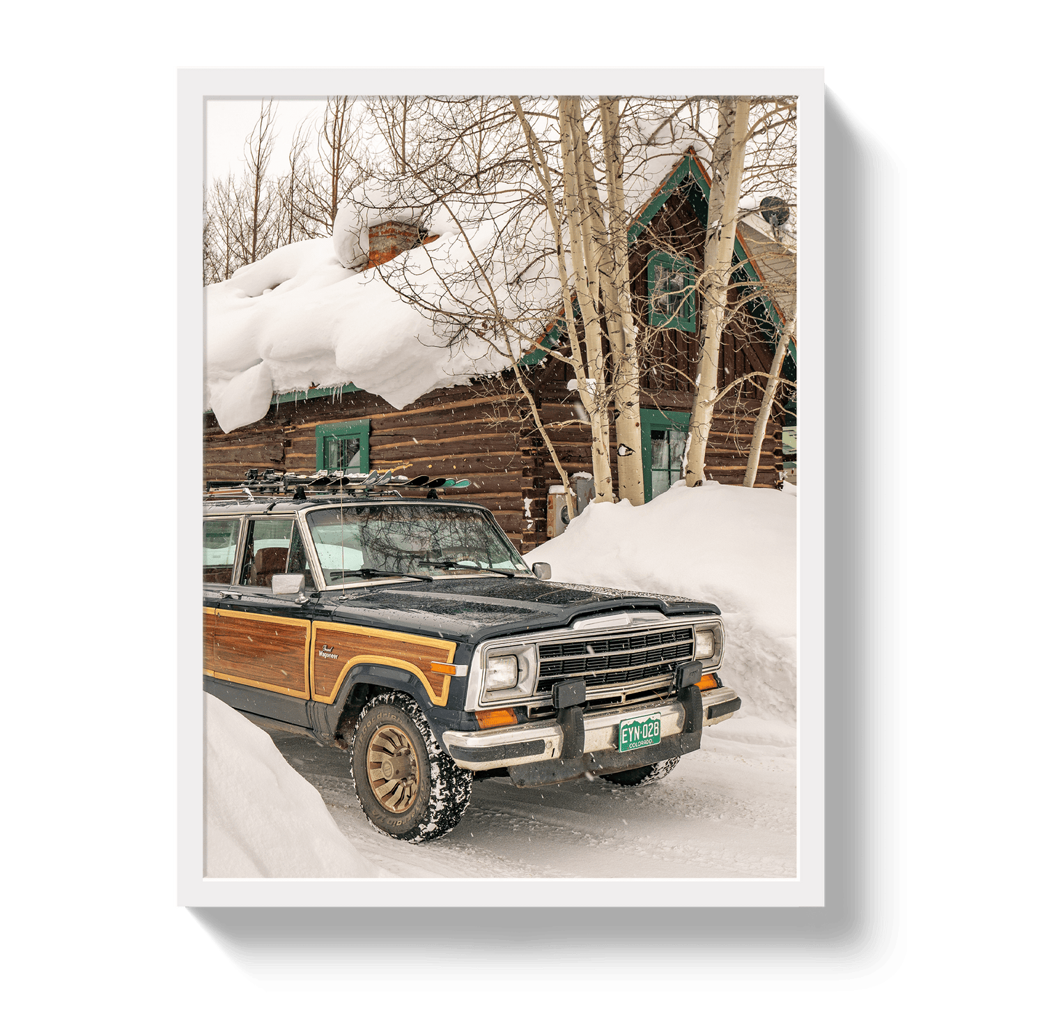 Johnny Vacay White / 11x14 / Full Bleed Winter Wagoneer