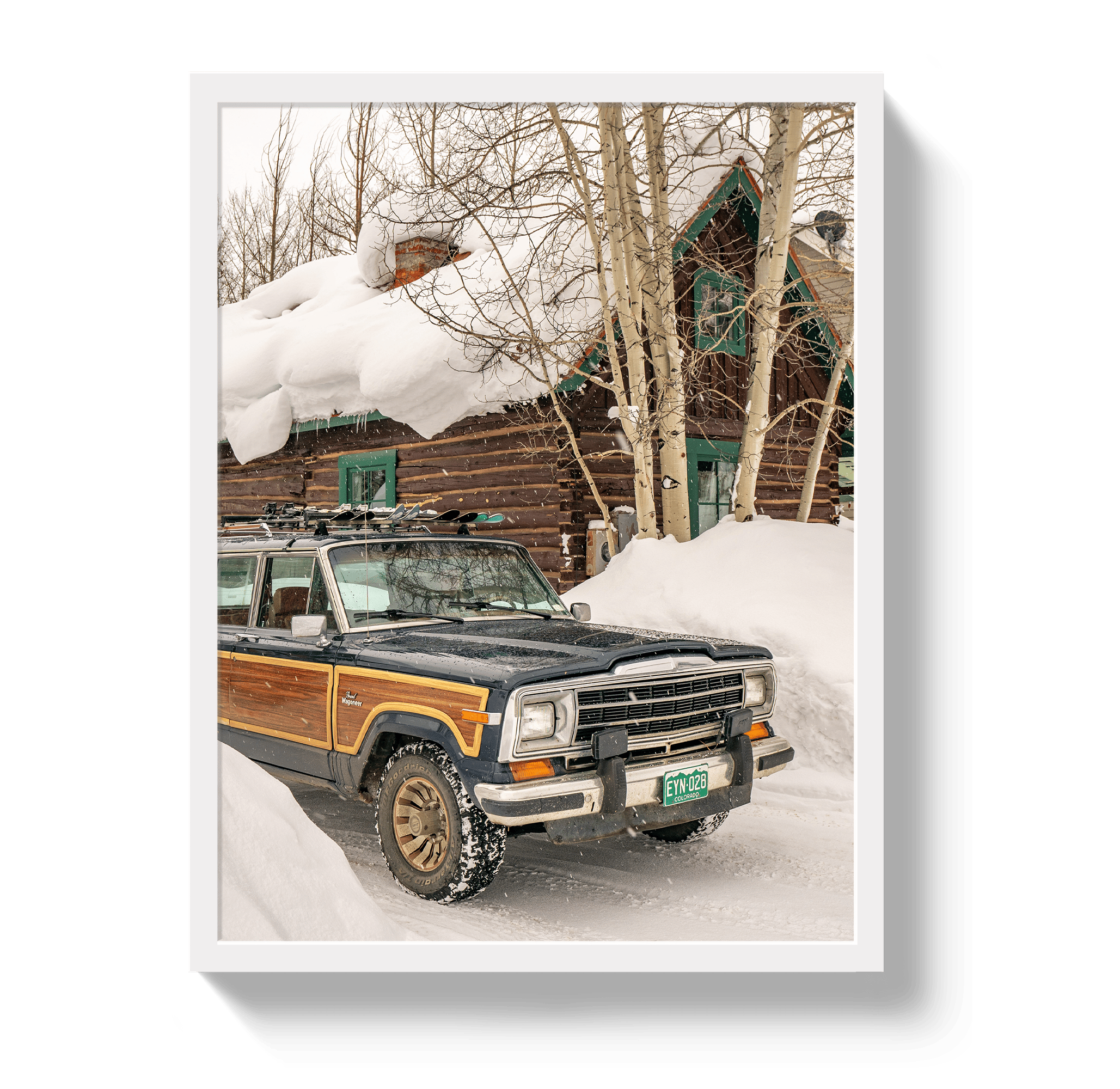 Johnny Vacay White / 11x14 / Full Bleed Winter Wagoneer