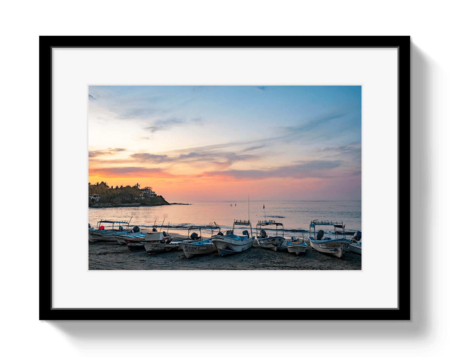 Johnny Vacay Black / 11x14 / Matte Fishing Village