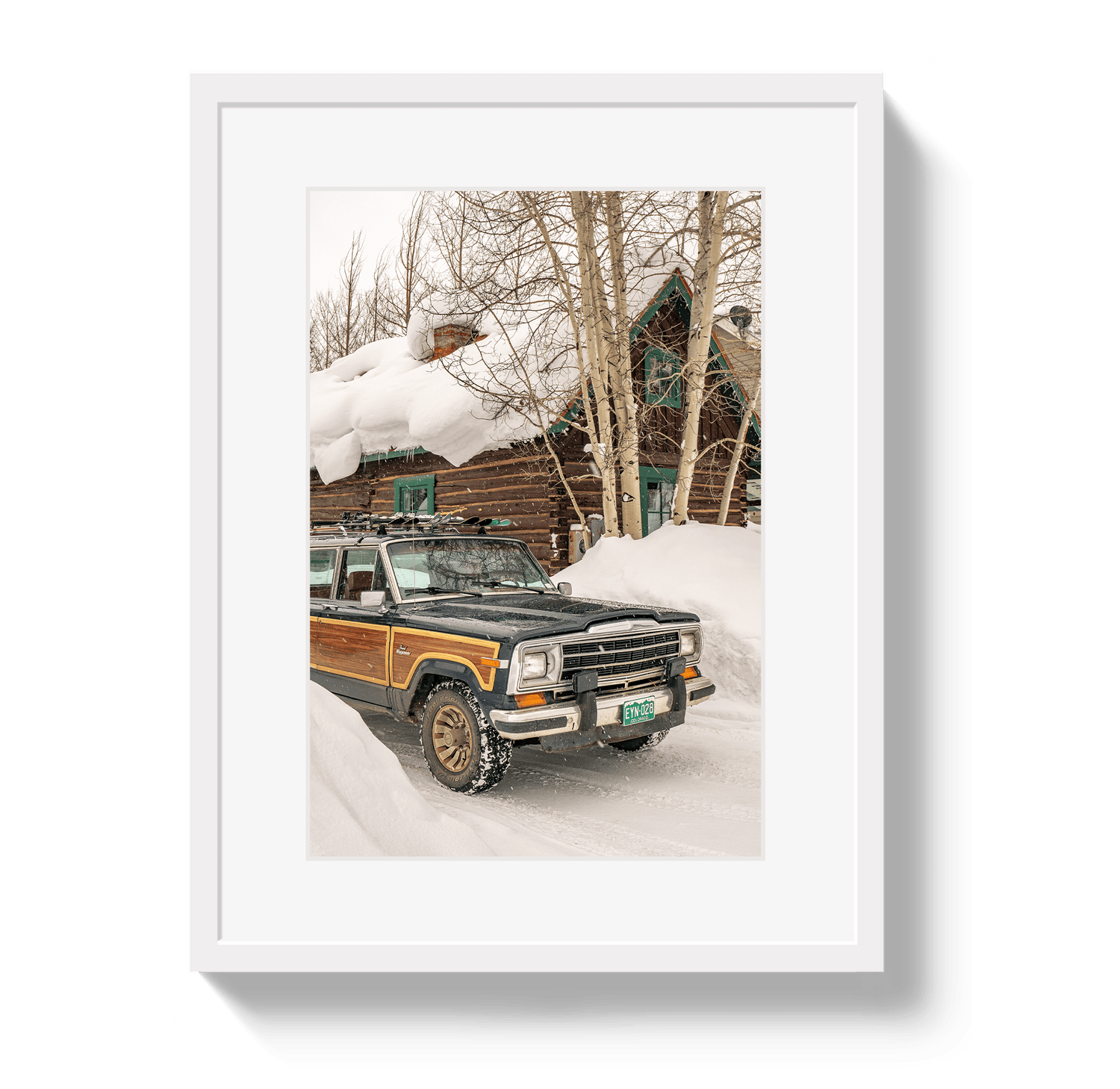 Johnny Vacay White / 11x14 / Matte Winter Wagoneer