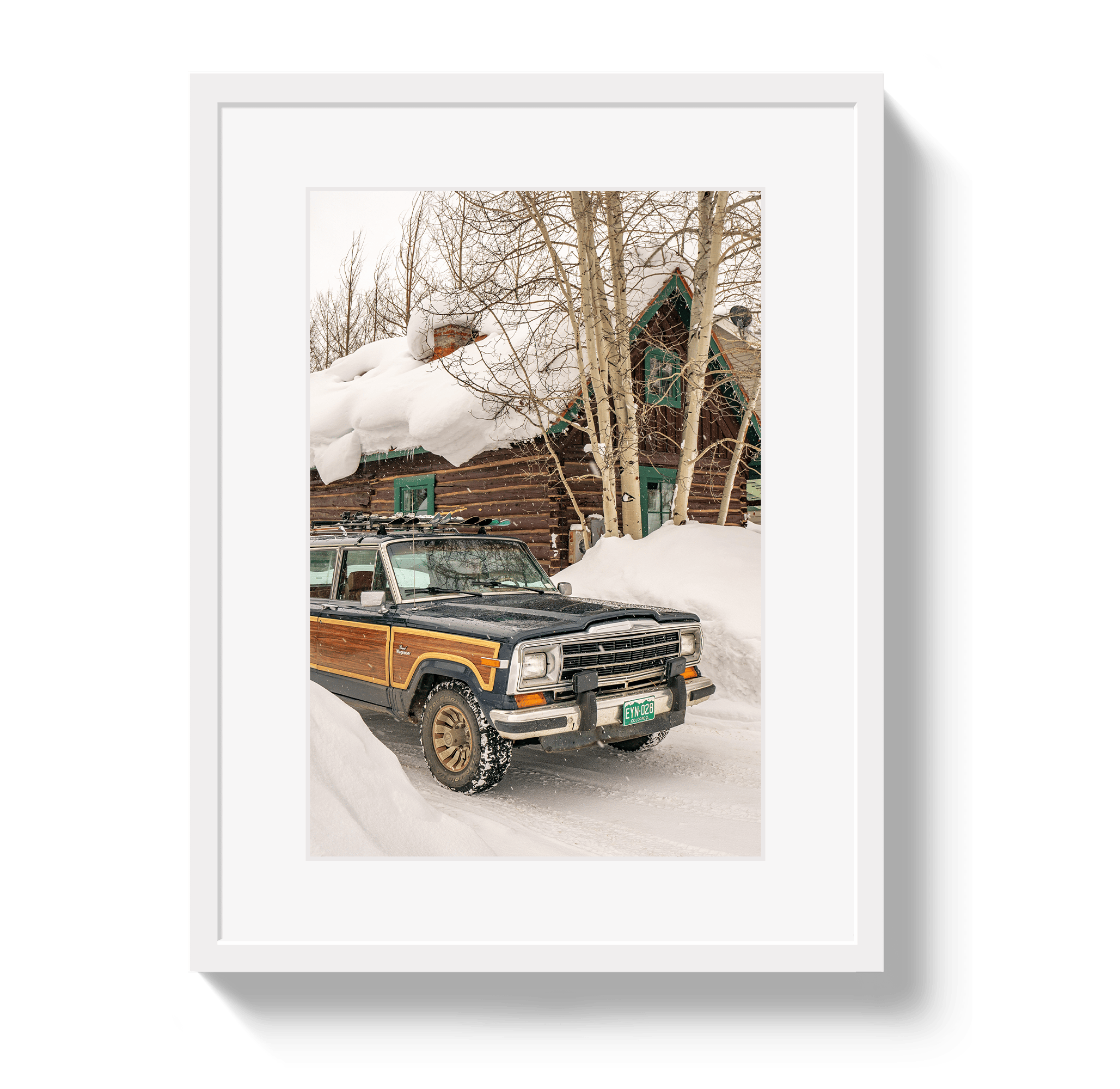 Johnny Vacay White / 11x14 / Matte Winter Wagoneer