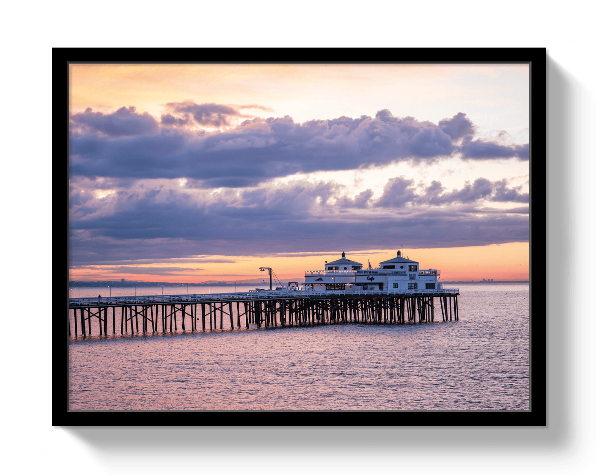 Johnny Vacay Black / 11x14 / Full Bleed Malibu Pier