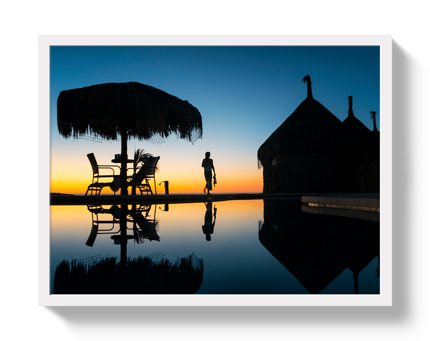 Johnny Vacay White / 11x14 / Full Bleed Twilight In Mexico
