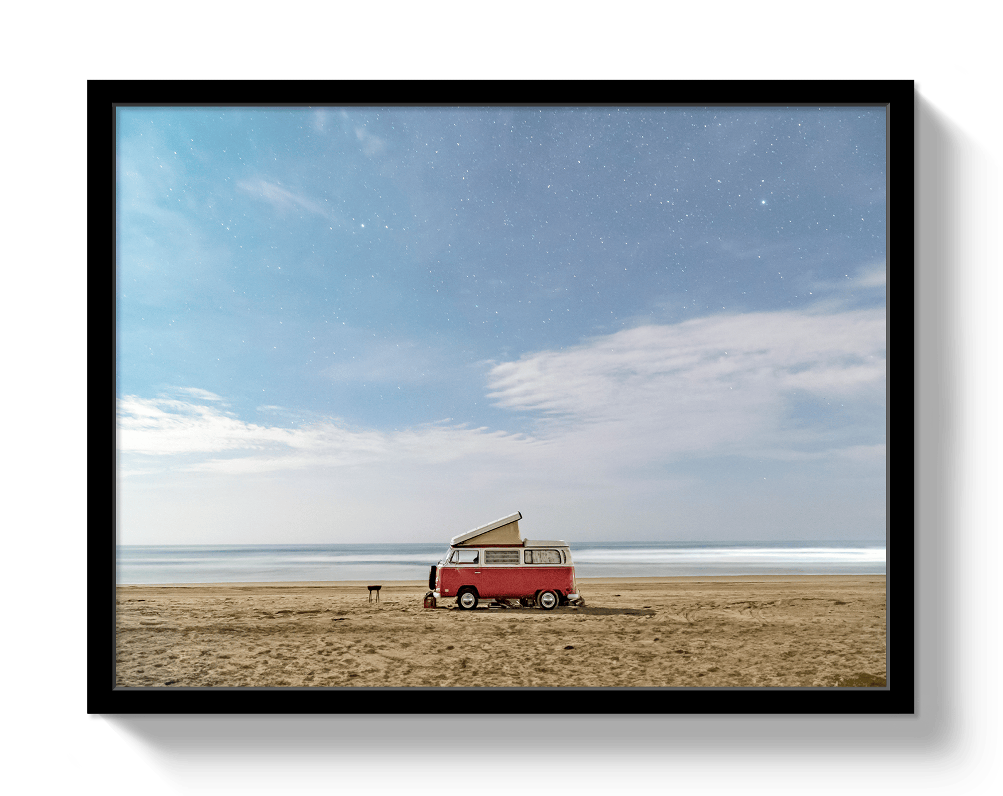 Johnny Vacay Black / 11x14 / Full Bleed Midnight Surf Bus