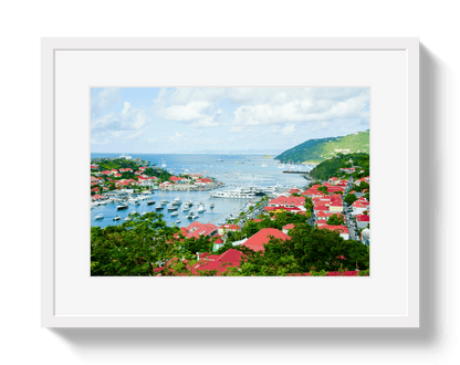 Johnny Vacay White / 11x14 / Border St Barths Harbor