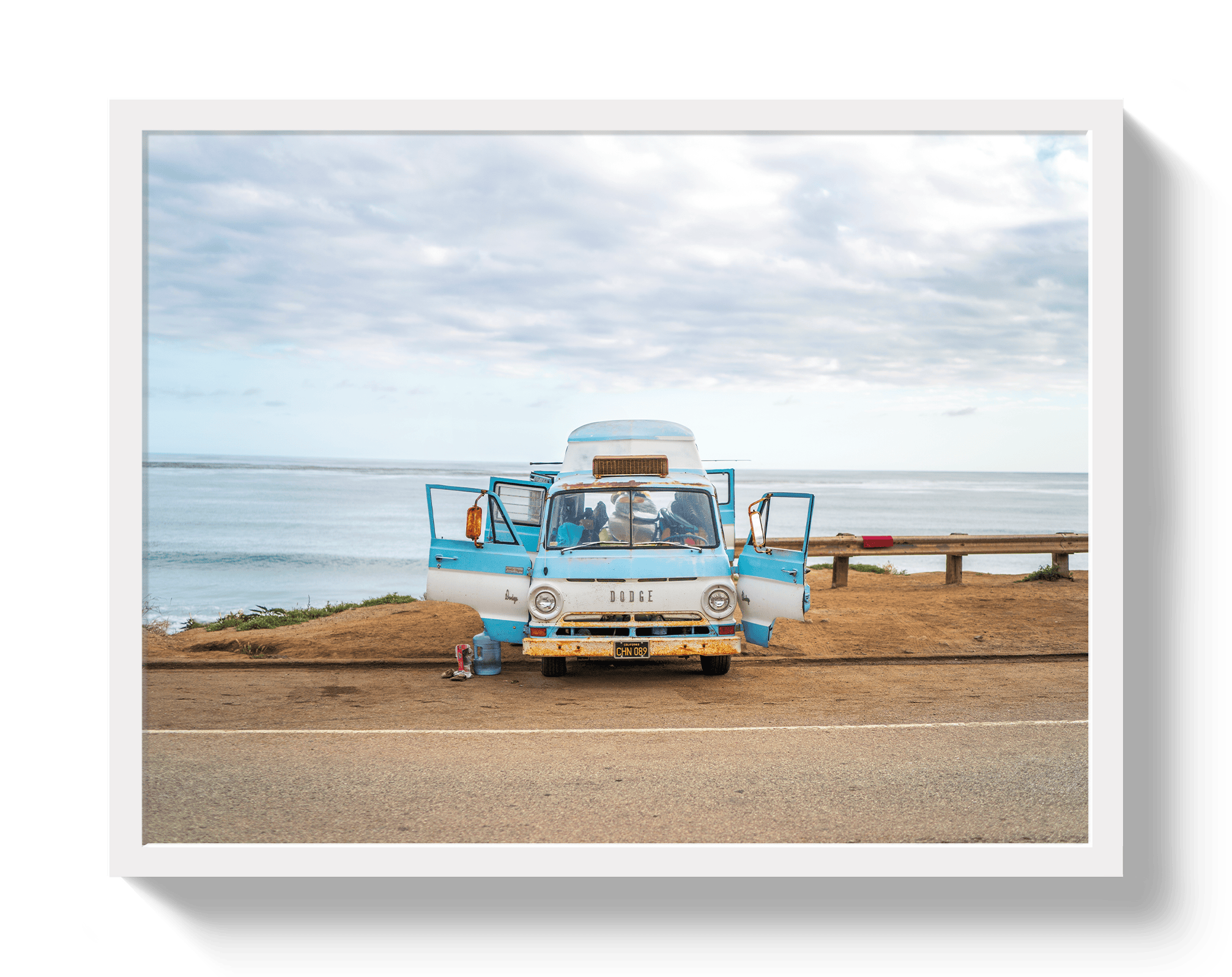 Johnny Vacay White / 11x14 / Full Bleed Vagabond Bus