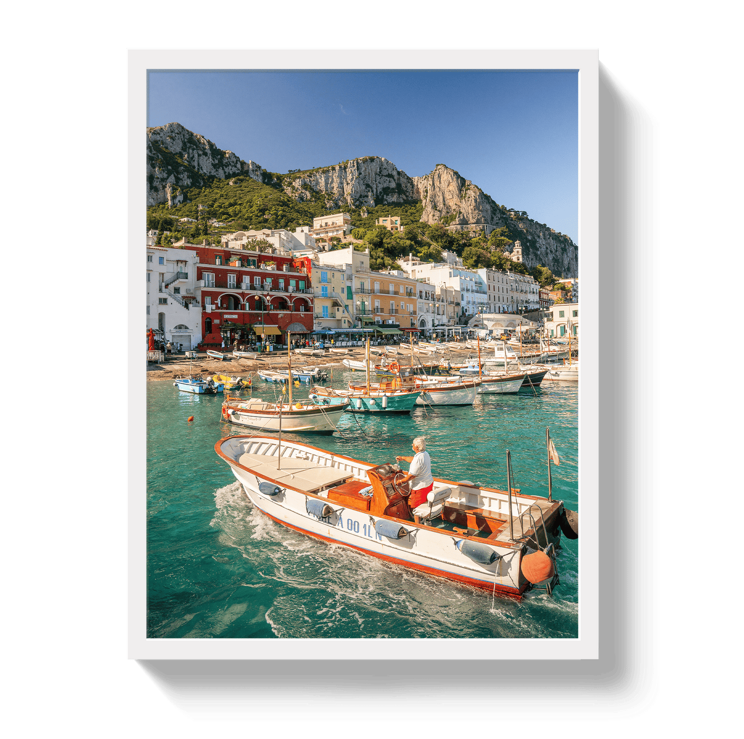Johnny Vacay White / 11x14 / Full Bleed Welcome To Capri