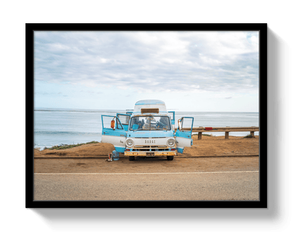 Johnny Vacay Black / 11x14 / Full Bleed Vagabond Bus