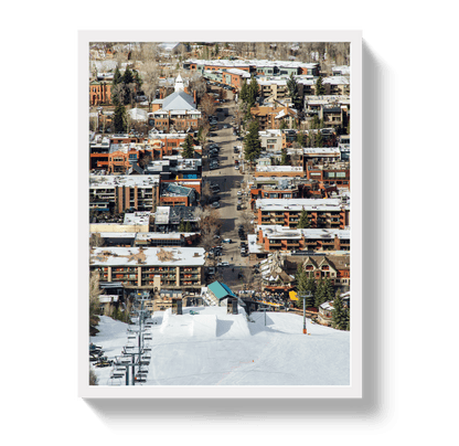 Johnny Vacay White / 11x14 / Full Bleed Aspen Ski Town