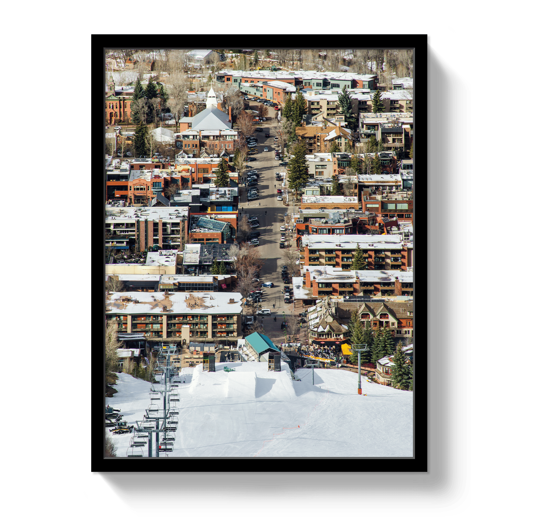 Johnny Vacay Black / 11x14 / Full Bleed Aspen Ski Town