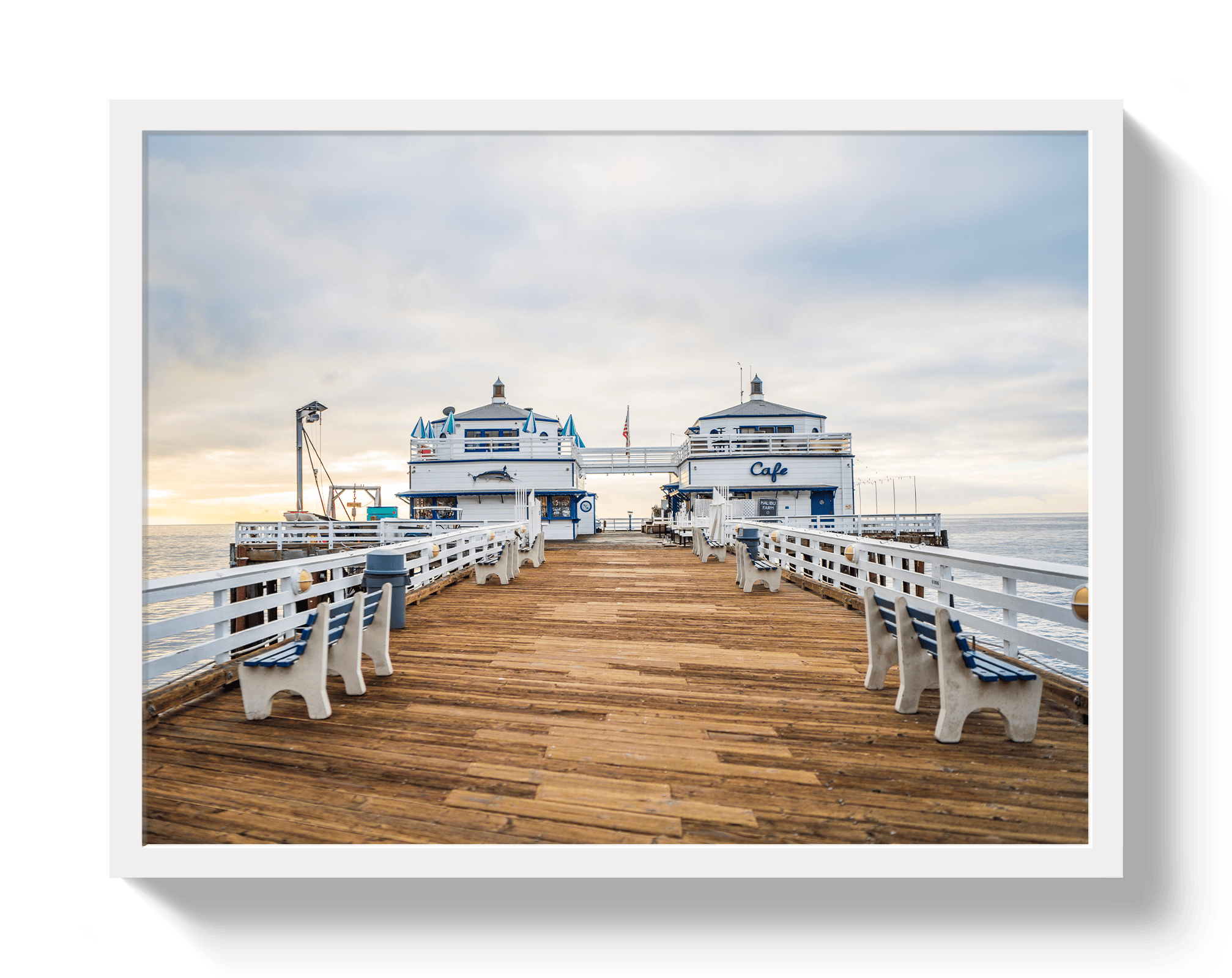 Johnny Vacay White / 11x14 / Full Bleed Malibu Pier 2