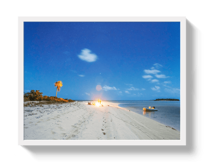 Johnny Vacay White / 11x14 / Full Bleed Bahama Bonfire