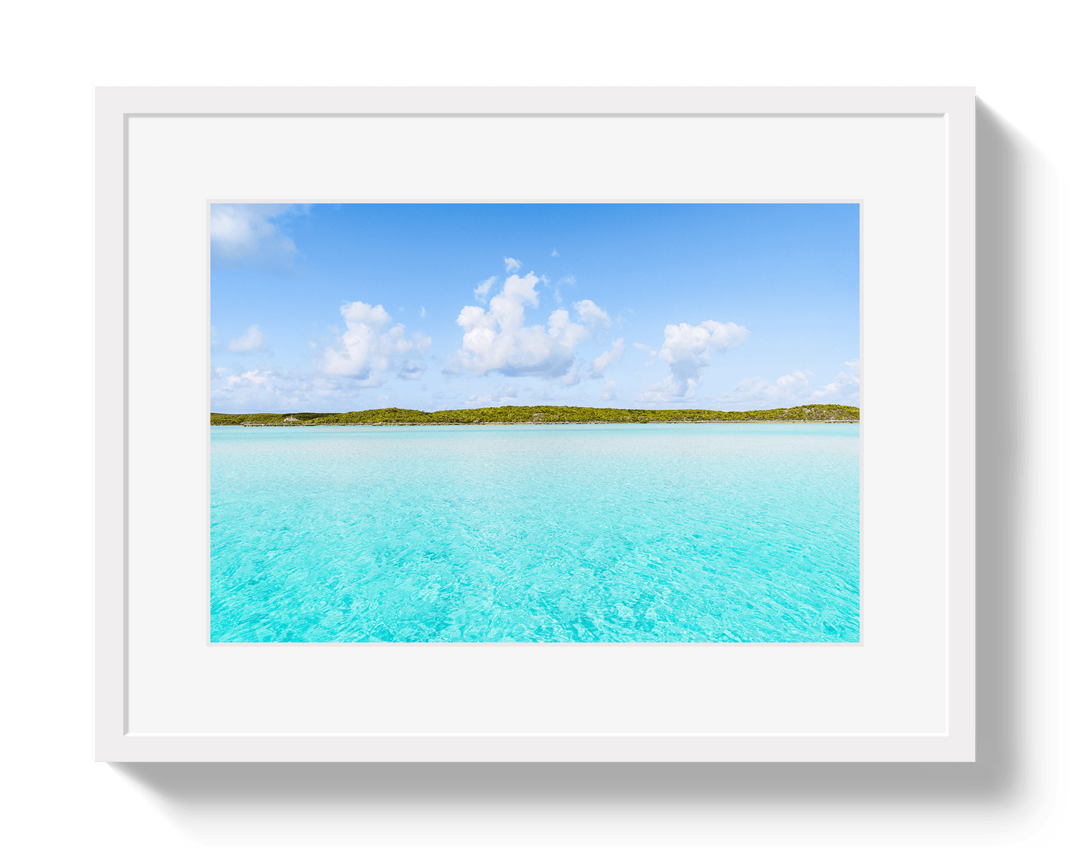 Johnny Vacay White / 11x14 / Matte Bahama Blue