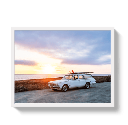 Johnny Vacay White / 11x14 / Full Bleed Sunset Surfer