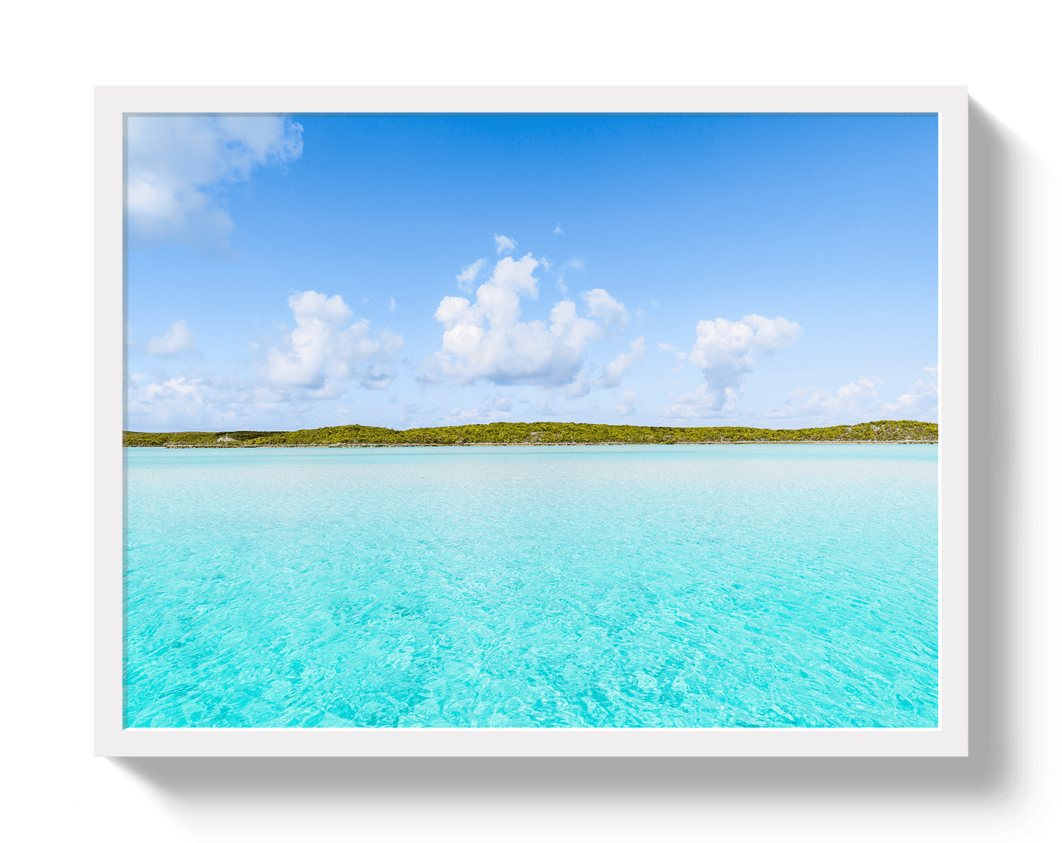 Johnny Vacay White / 11x14 / Full Bleed Bahama Blue