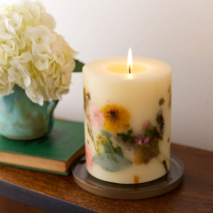 Glass Accent Botanical Candle Plate