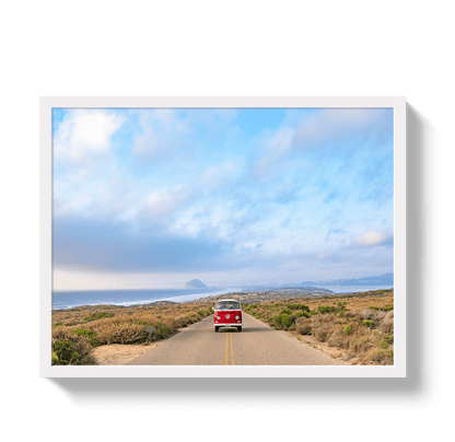 Johnny Vacay White / 11x14 / Full Bleed Morro Bay Bus