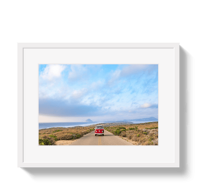 Johnny Vacay White / 11x14 / Border Morro Bay Bus