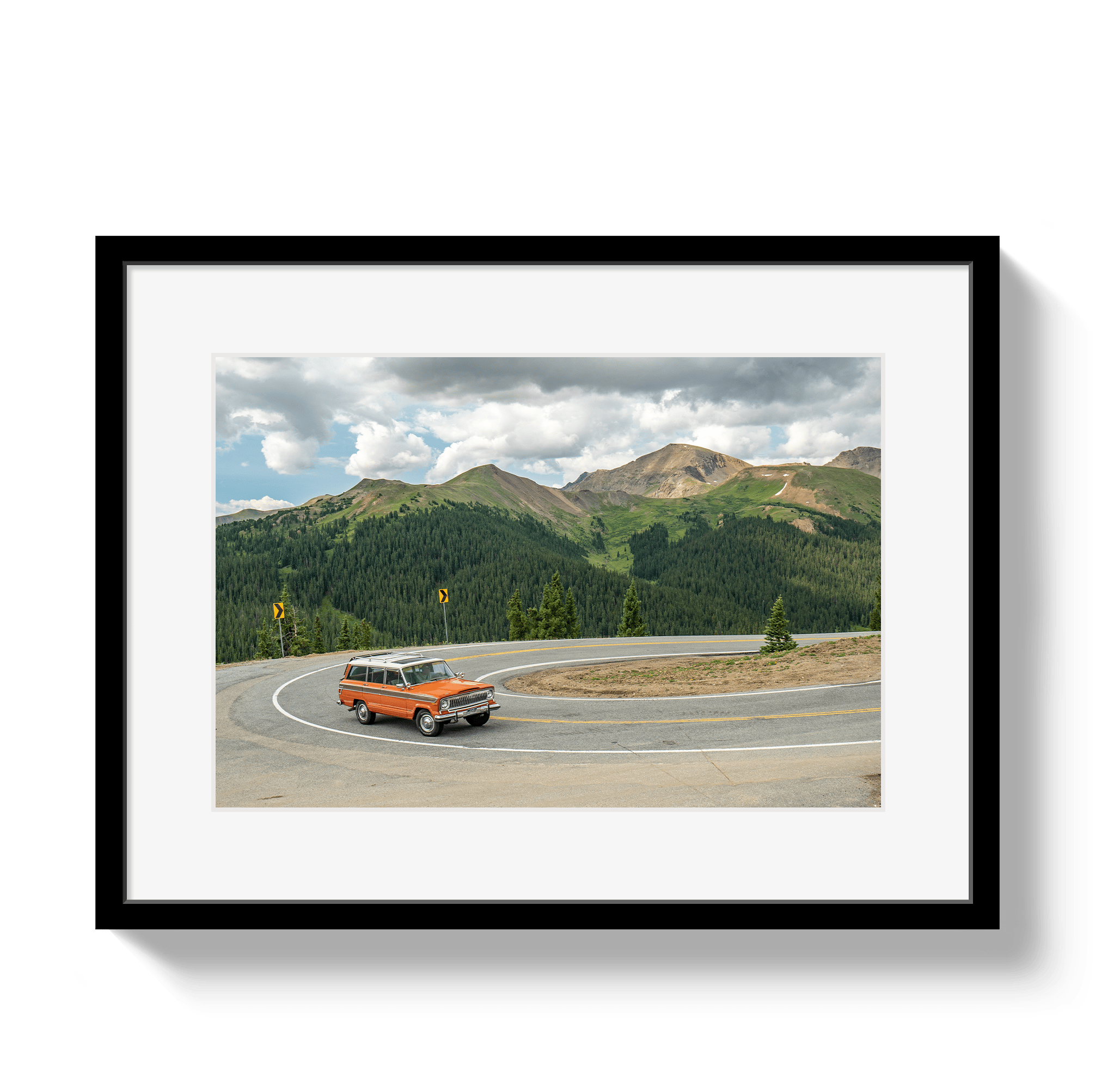 Johnny Vacay Black / 11x14 / Matte Mountain Wagoneer