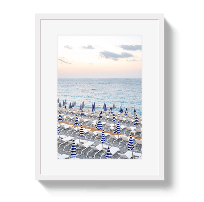 Johnny Vacay White / 11x14 / Border Umbrella Beach